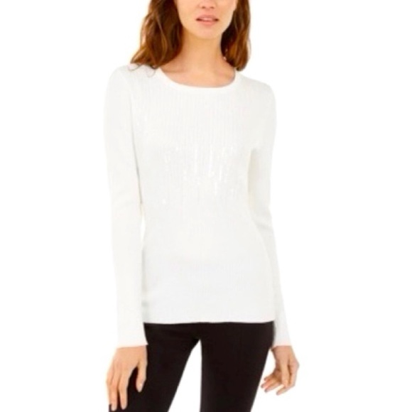 NWOT white sequin sweater from INC. - Picture 2 of 8